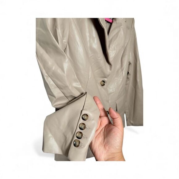 Vegan Leather Blazer with Corset Tie Back, Size Small (NWT) - Picture 6 of 8